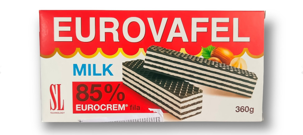 Eurovafel - Wafer con ripieno al latte 85%